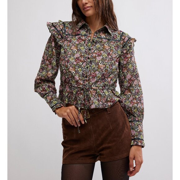 🎉LAST CHANCE🎉 FREE PEOPLE Printed Daybreak Blouse / Black Combo - Picture 7 of 12
